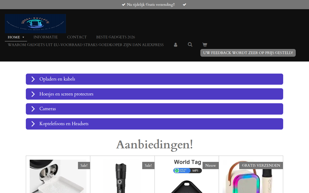 Screenshot van gadget-outlet.nl