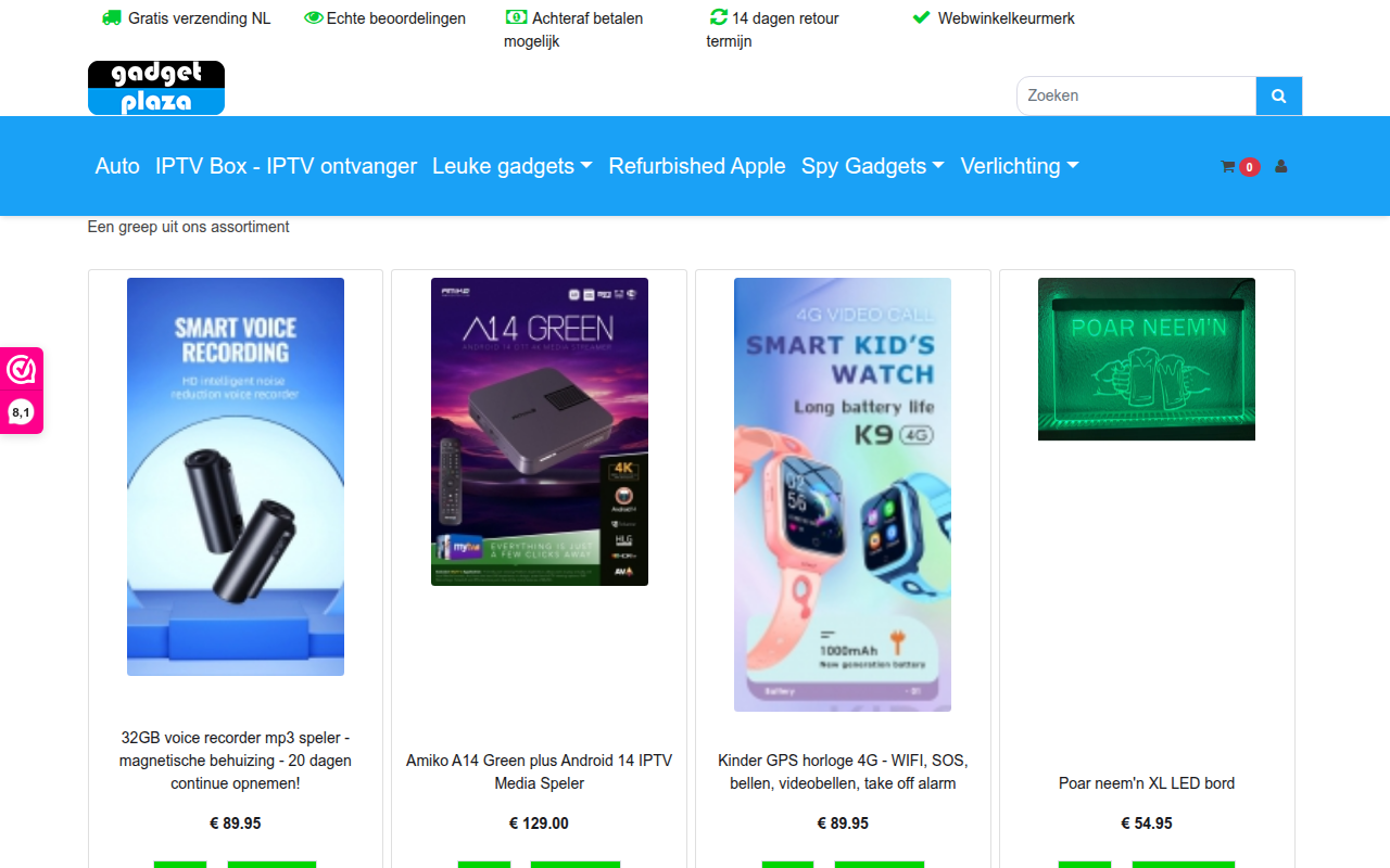 Screenshot van gadget-plaza.nl