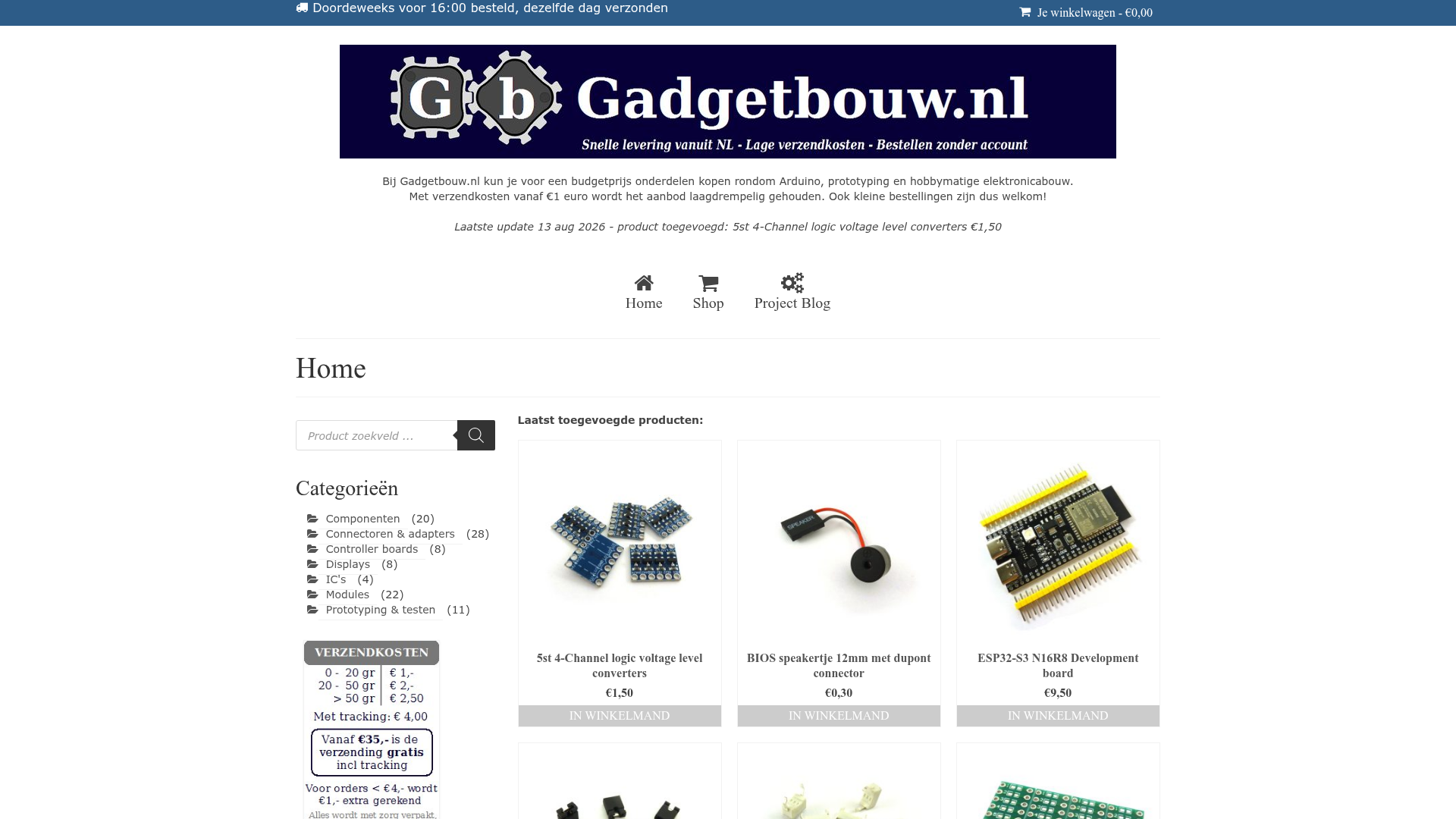 Screenshot van gadgetbouw.nl