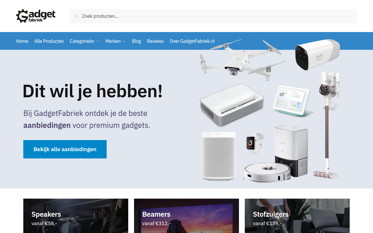 Screenshot van www.gadgetfabriek.nl