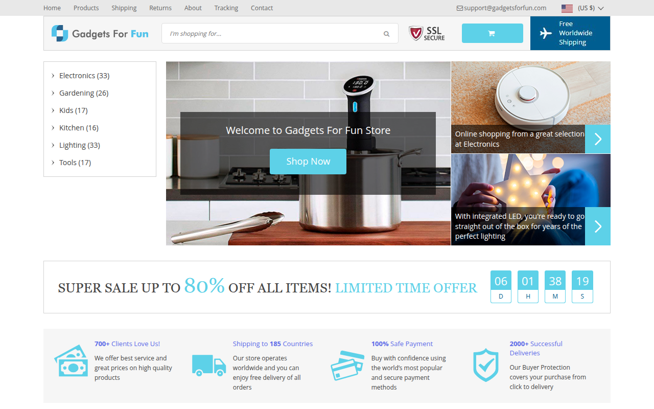 Screenshot van gadgetsforfun.com