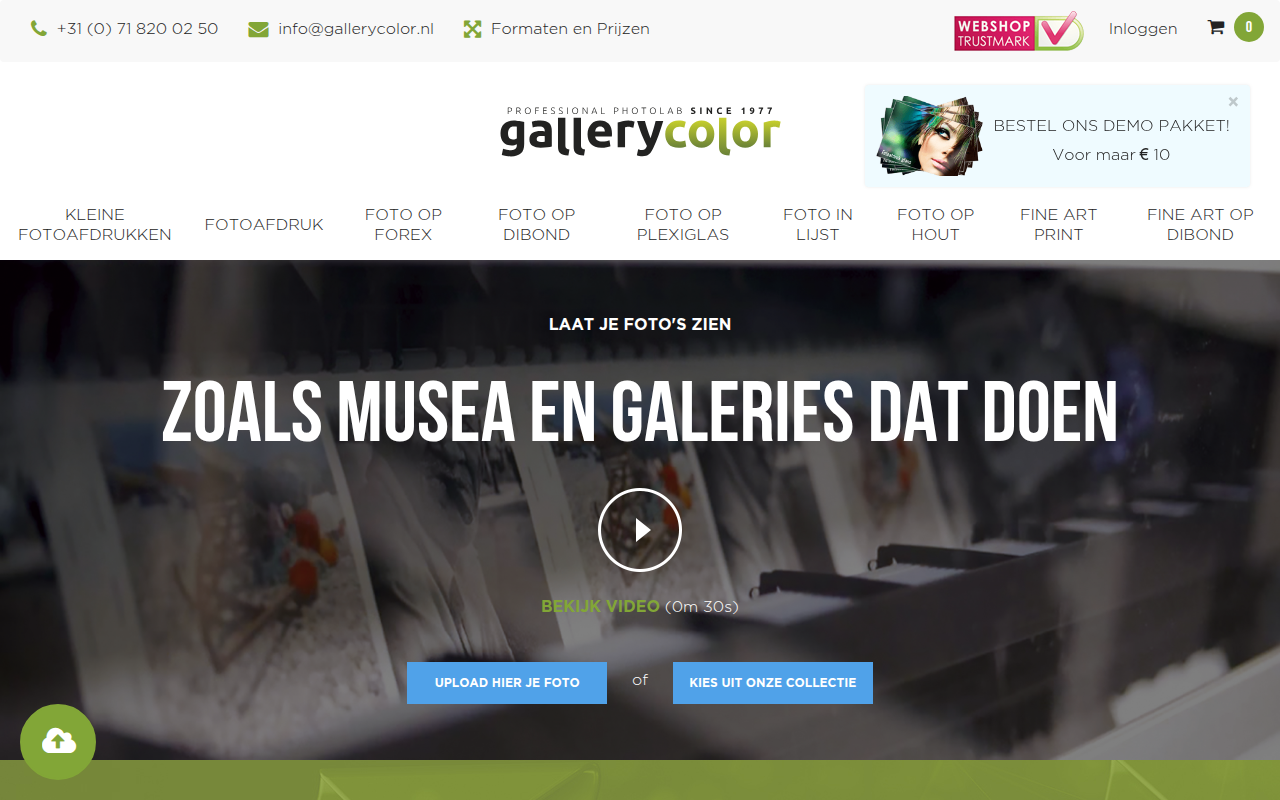 Screenshot van gallerycolor.nl