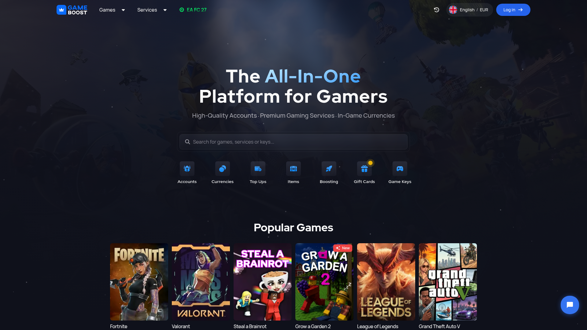 Screenshot van gameboost.com