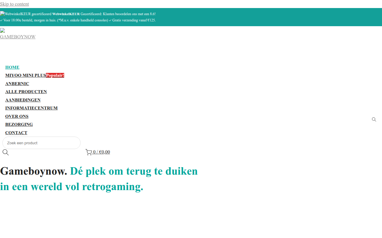 Screenshot van gameboynow.com