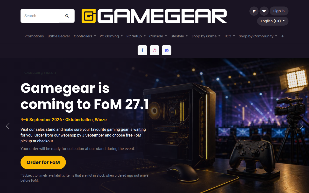 Screenshot van gamegear.be