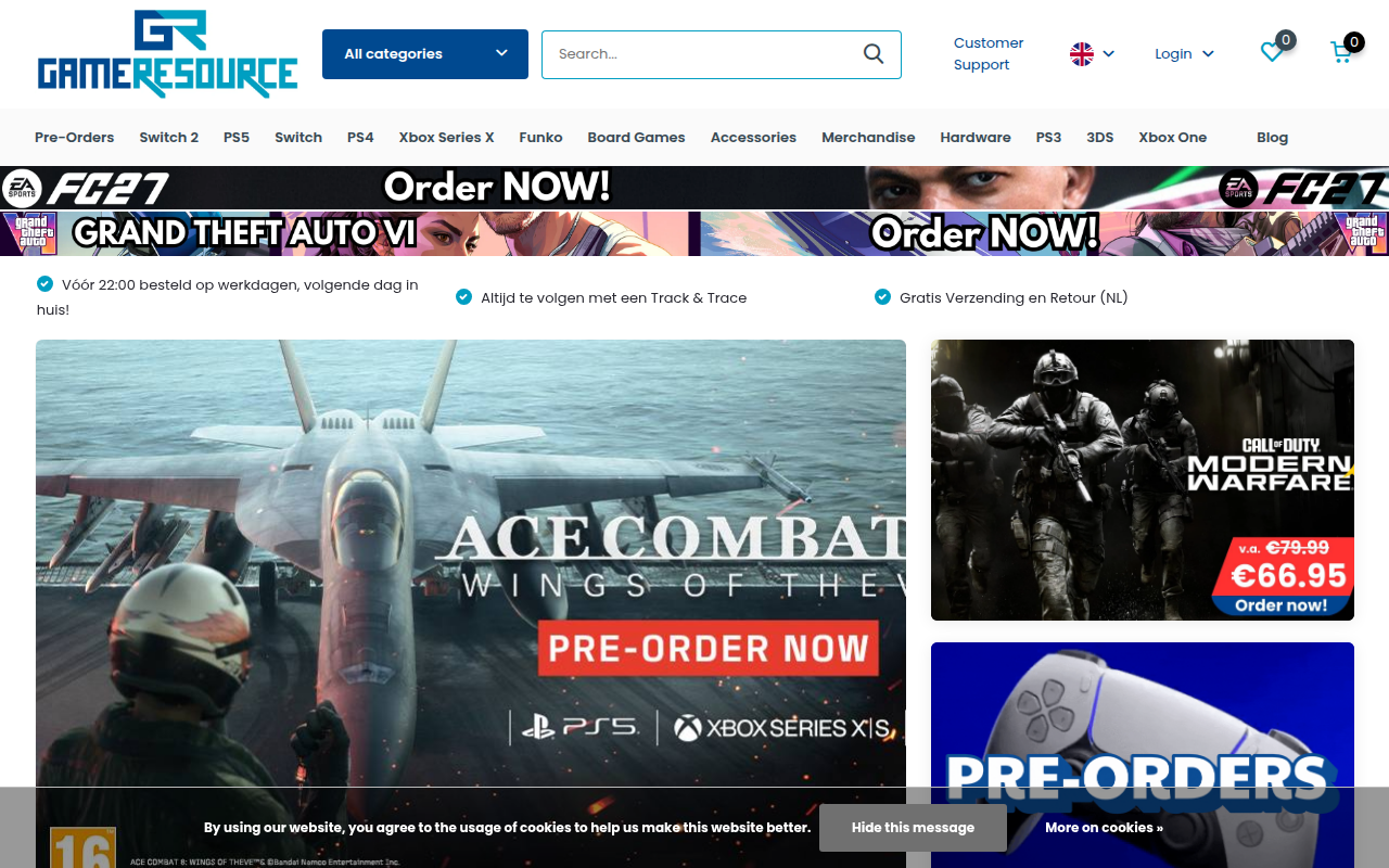 Screenshot van gameresource.nl