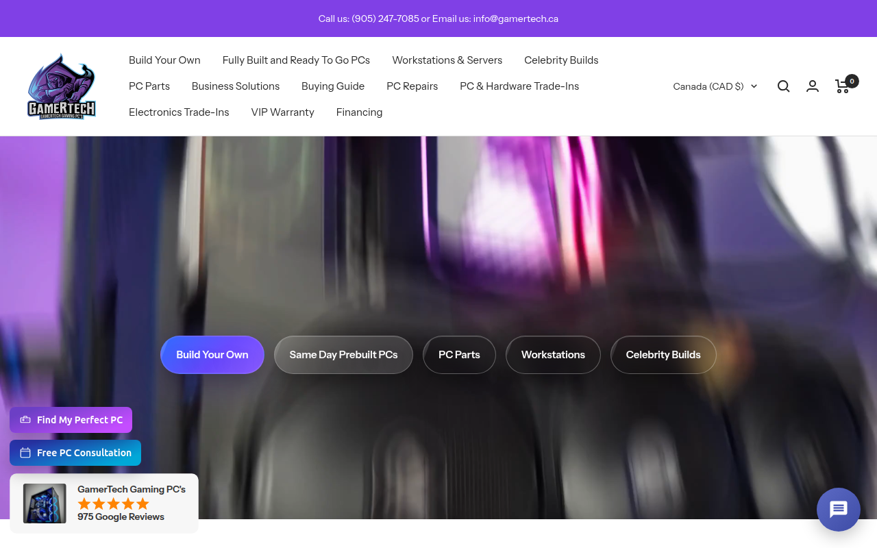 Screenshot van gamertech.ca