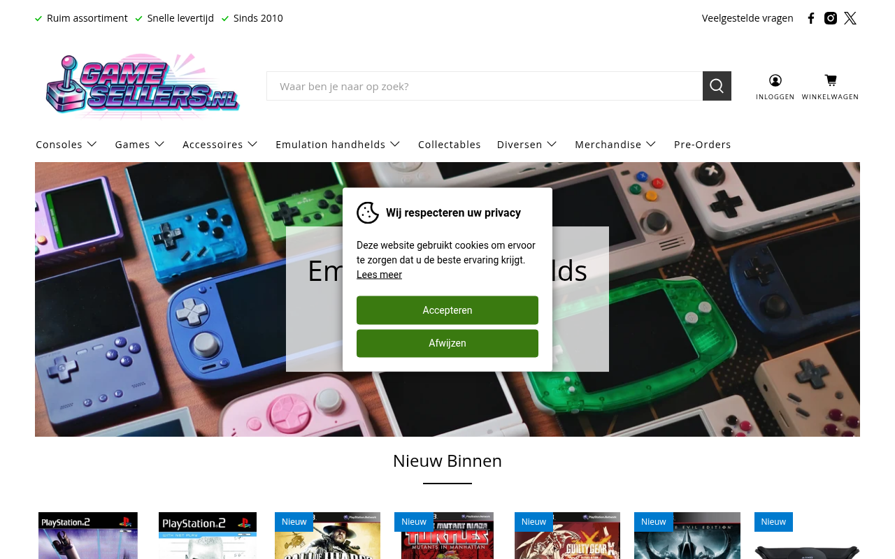 Screenshot van gamesellers.nl
