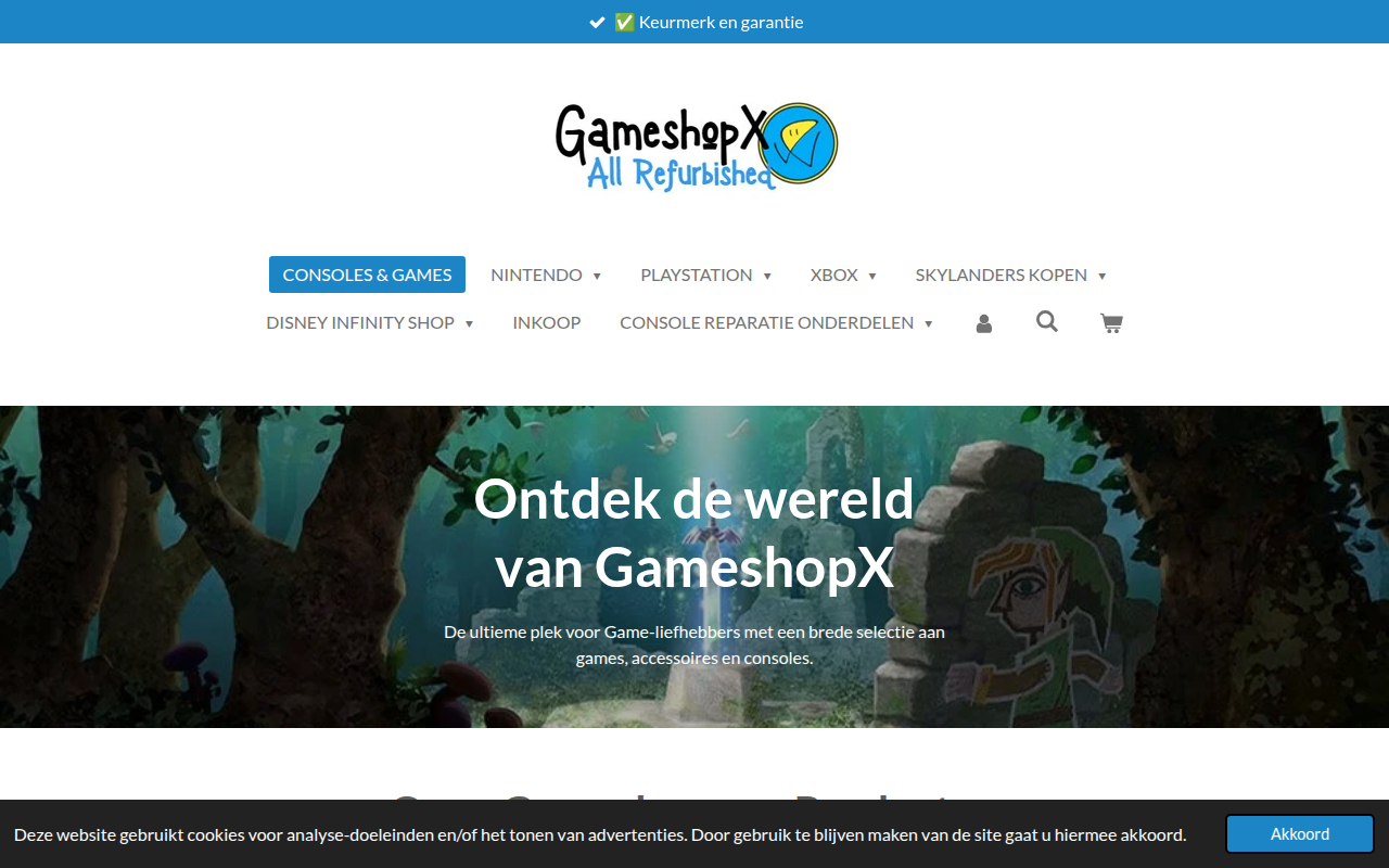 Screenshot van gameshopx.nl