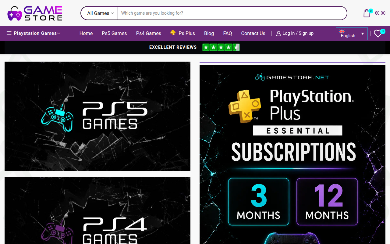 Screenshot van gamestore.net