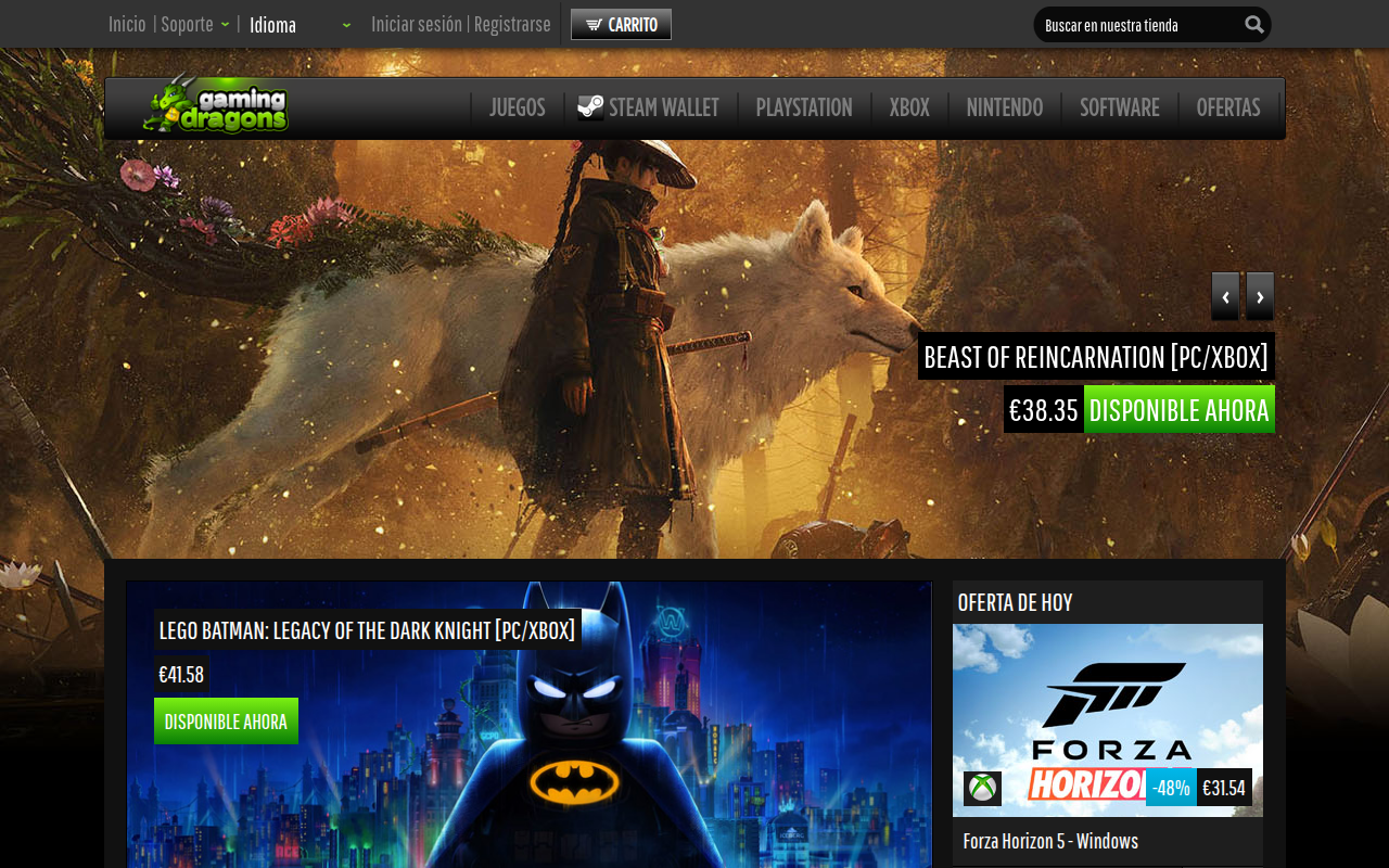 Screenshot van gamingdragons.com
