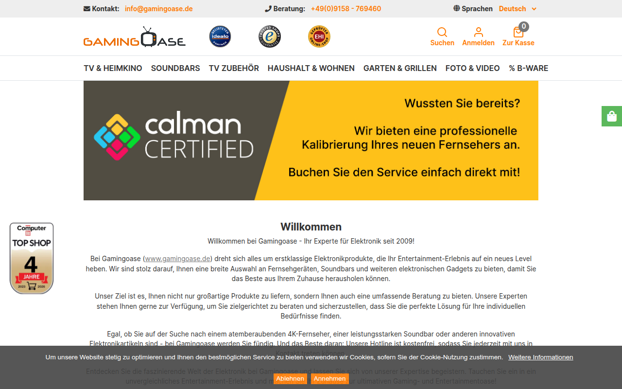 Screenshot van gamingoase.de