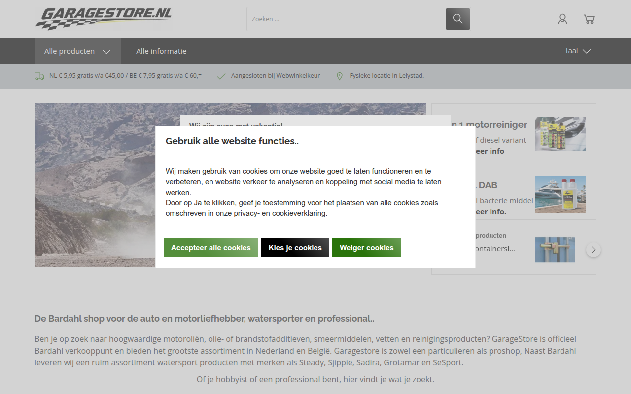 Screenshot van garagestore.nl