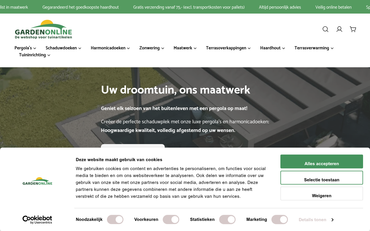 Screenshot van gardenonline.nl