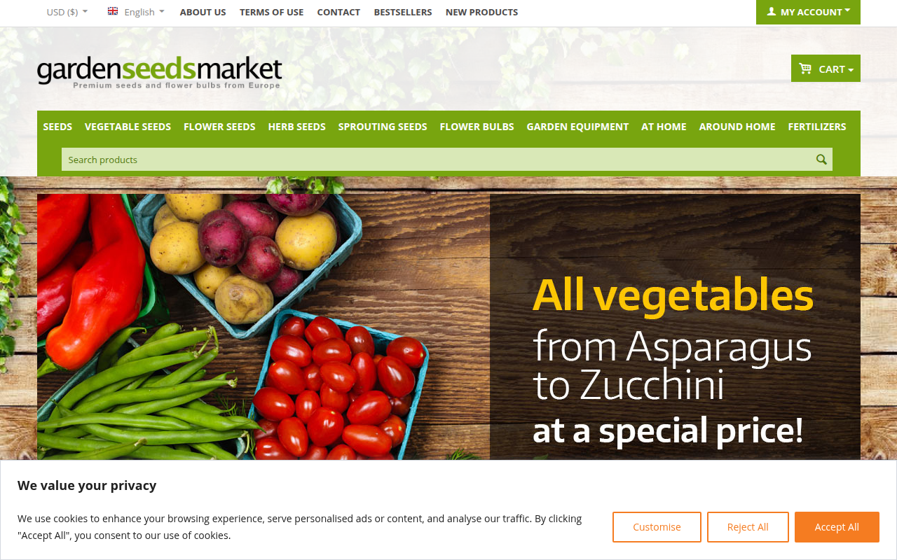 Screenshot van gardenseedsmarket.com