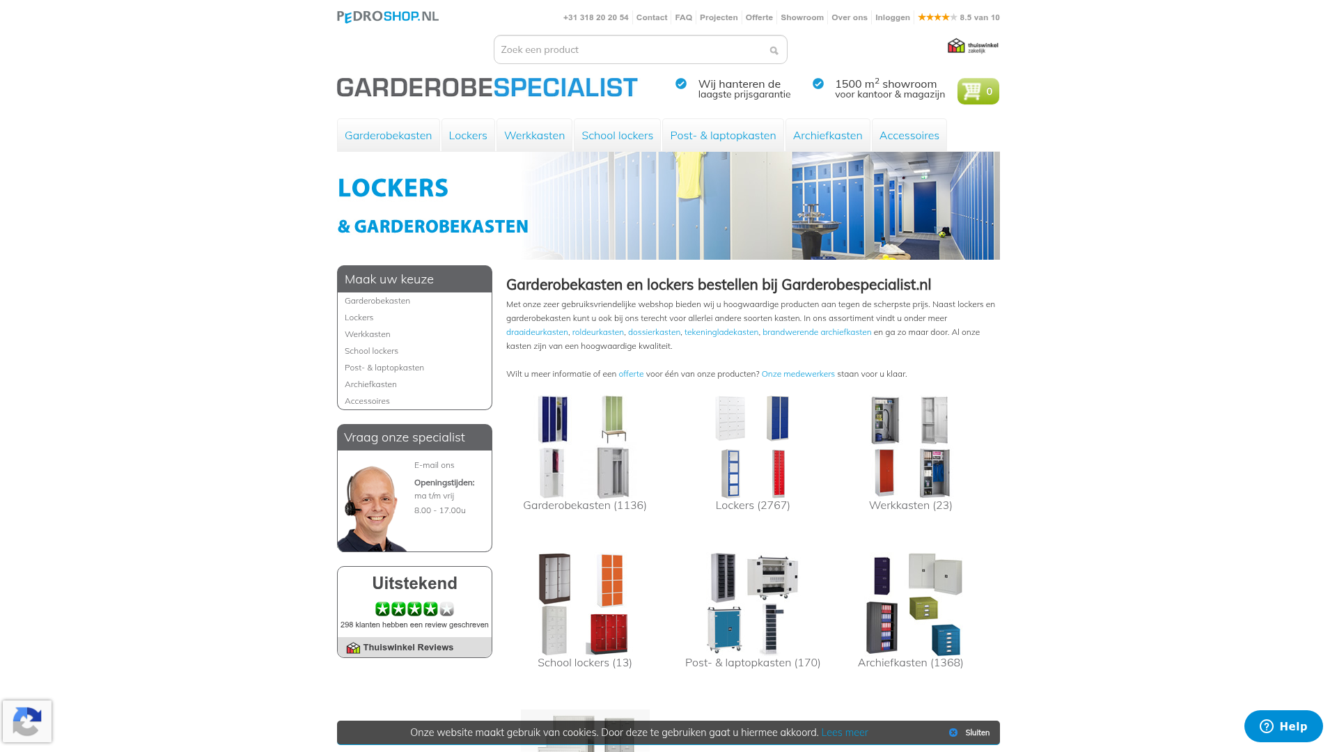 Screenshot van garderobespecialist.nl