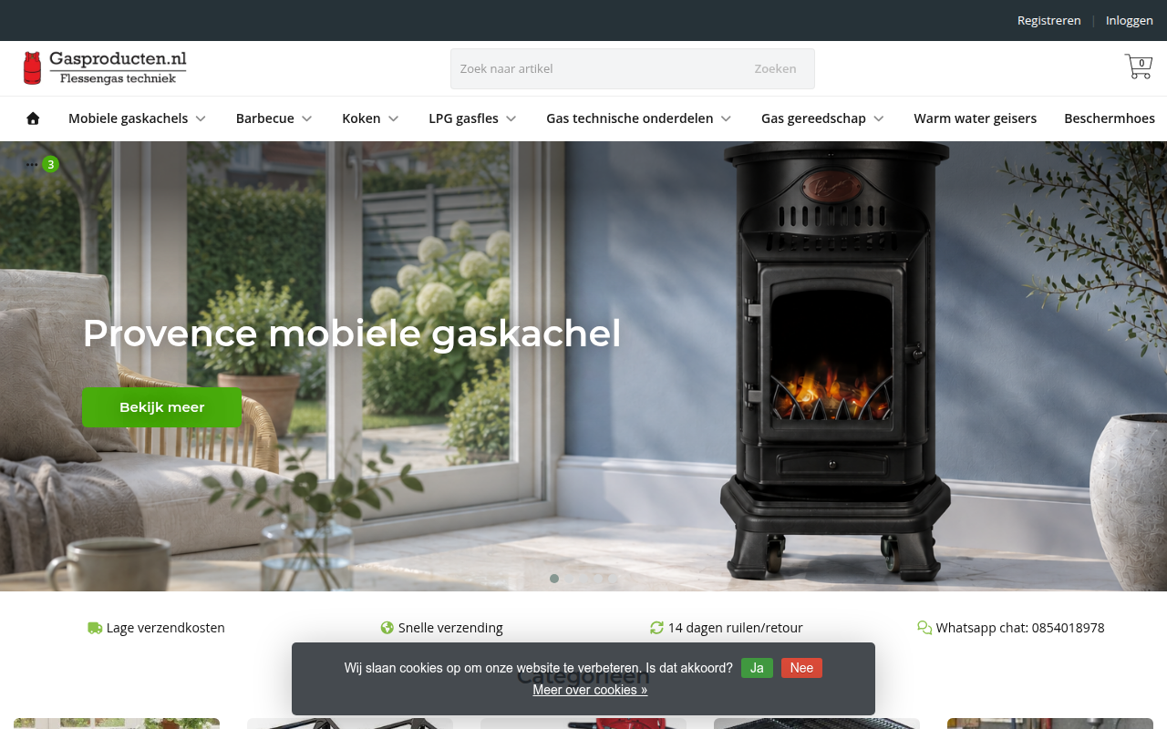 Screenshot van gasproducten.nl