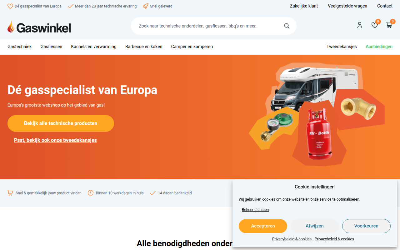 Screenshot van gaswinkel.com