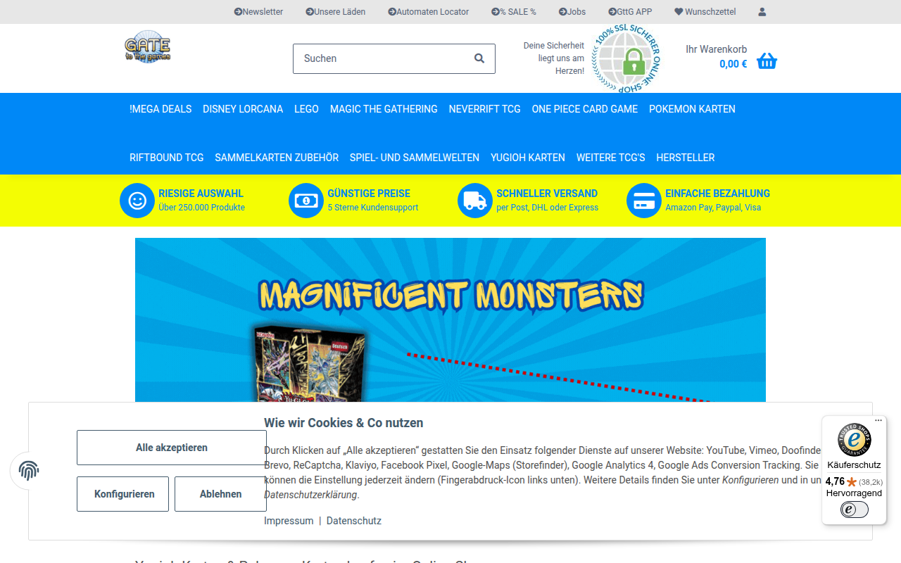 Screenshot van gate-to-the-games.de