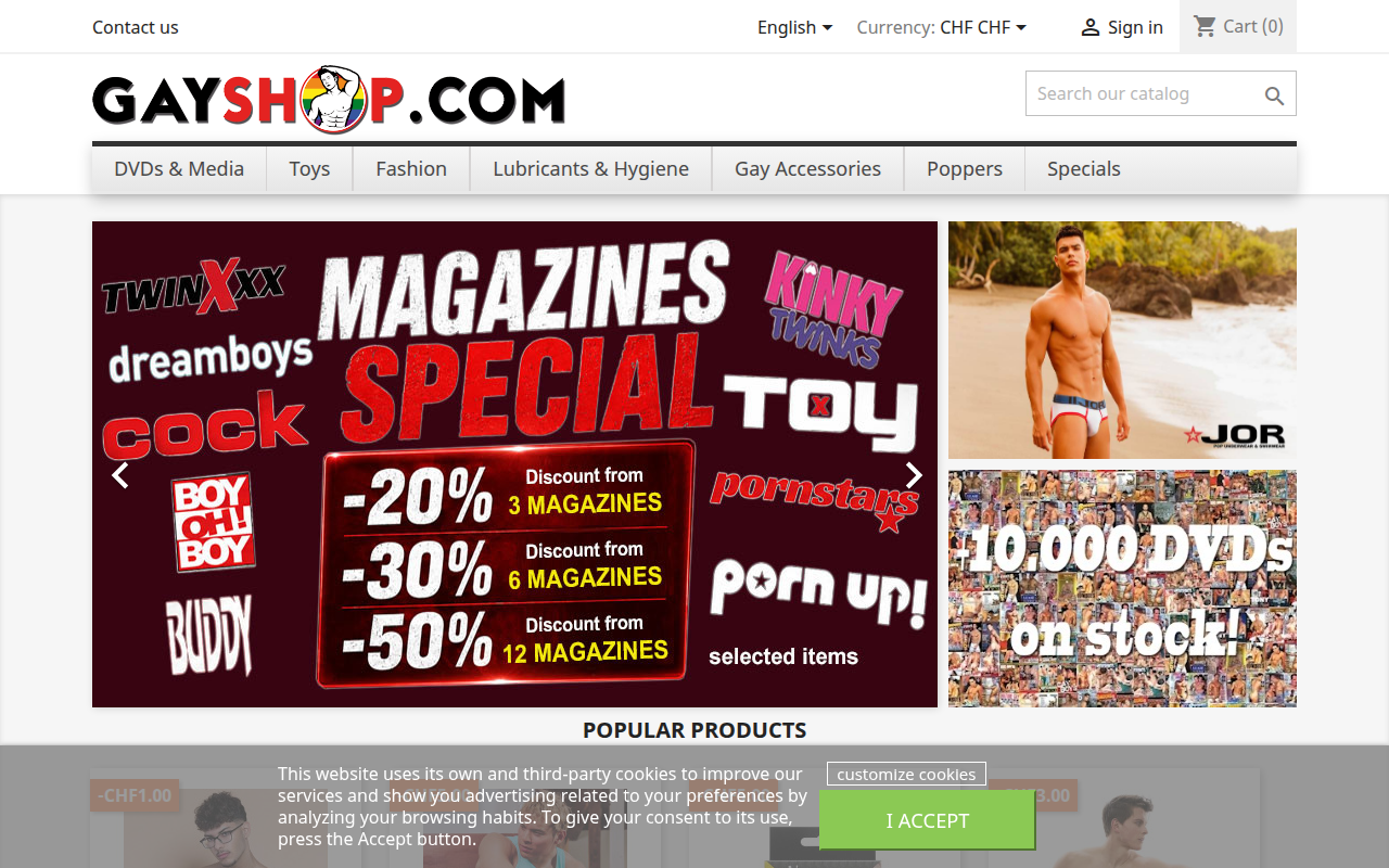 Screenshot van gayshop.com