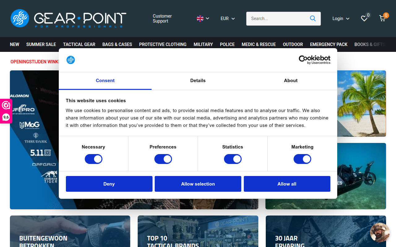 Screenshot van gearpoint.nl