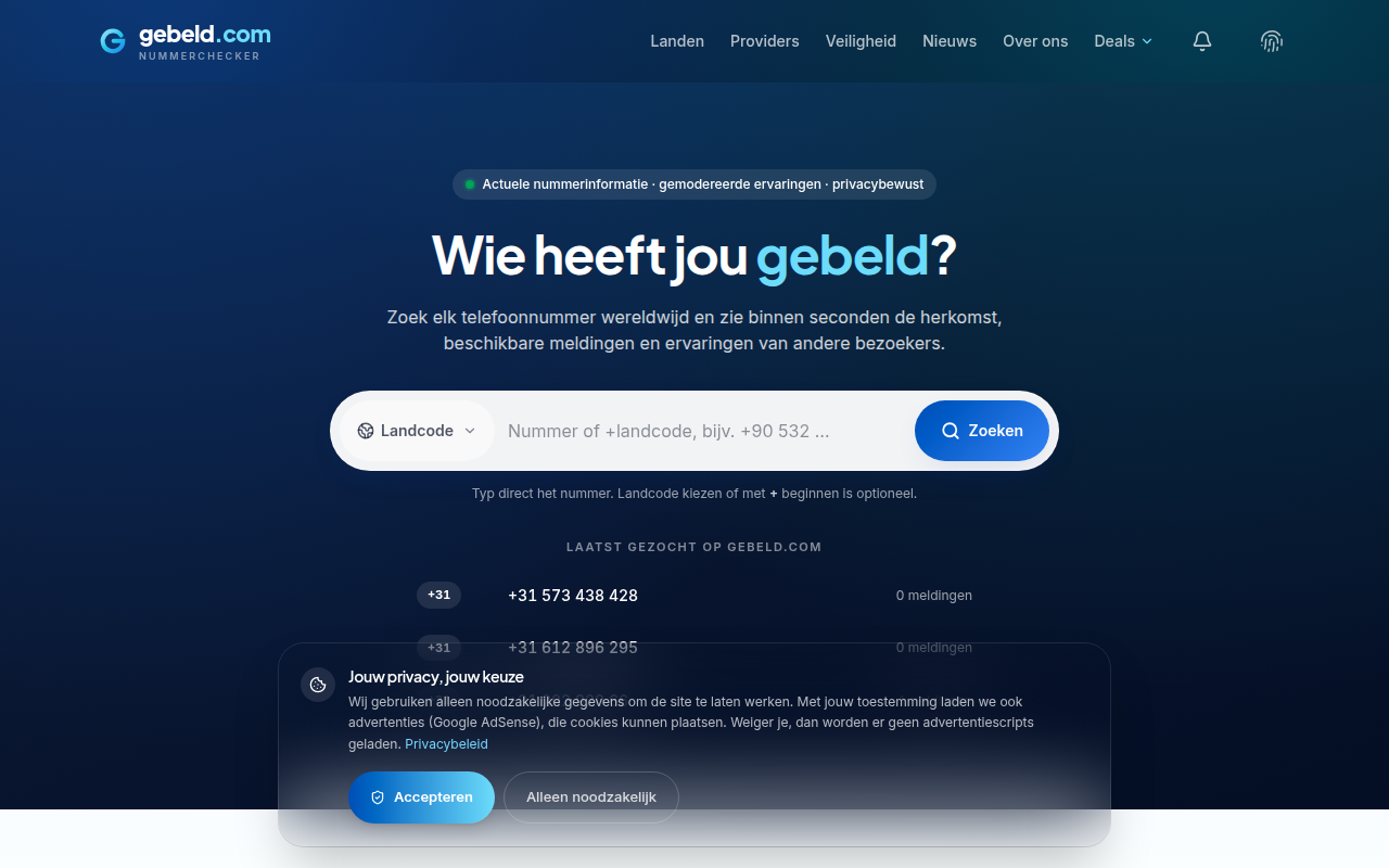 Screenshot van gebeld.com
