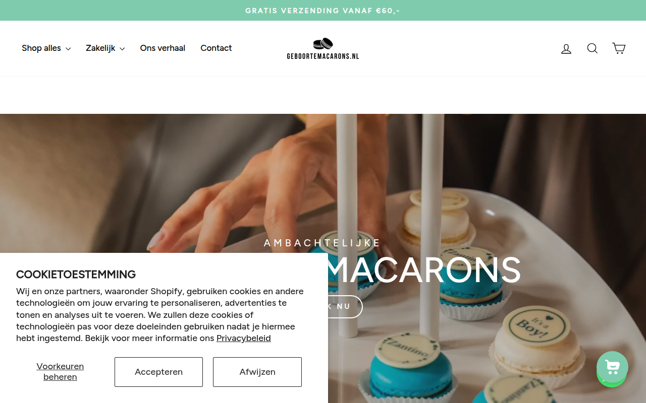 Screenshot van geboortemacarons.nl