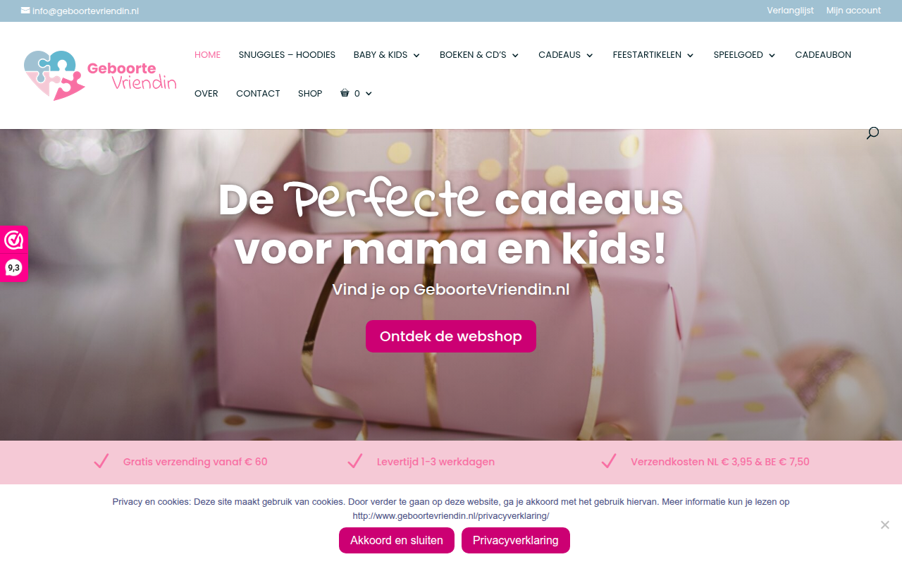 Screenshot van geboortevriendin.nl