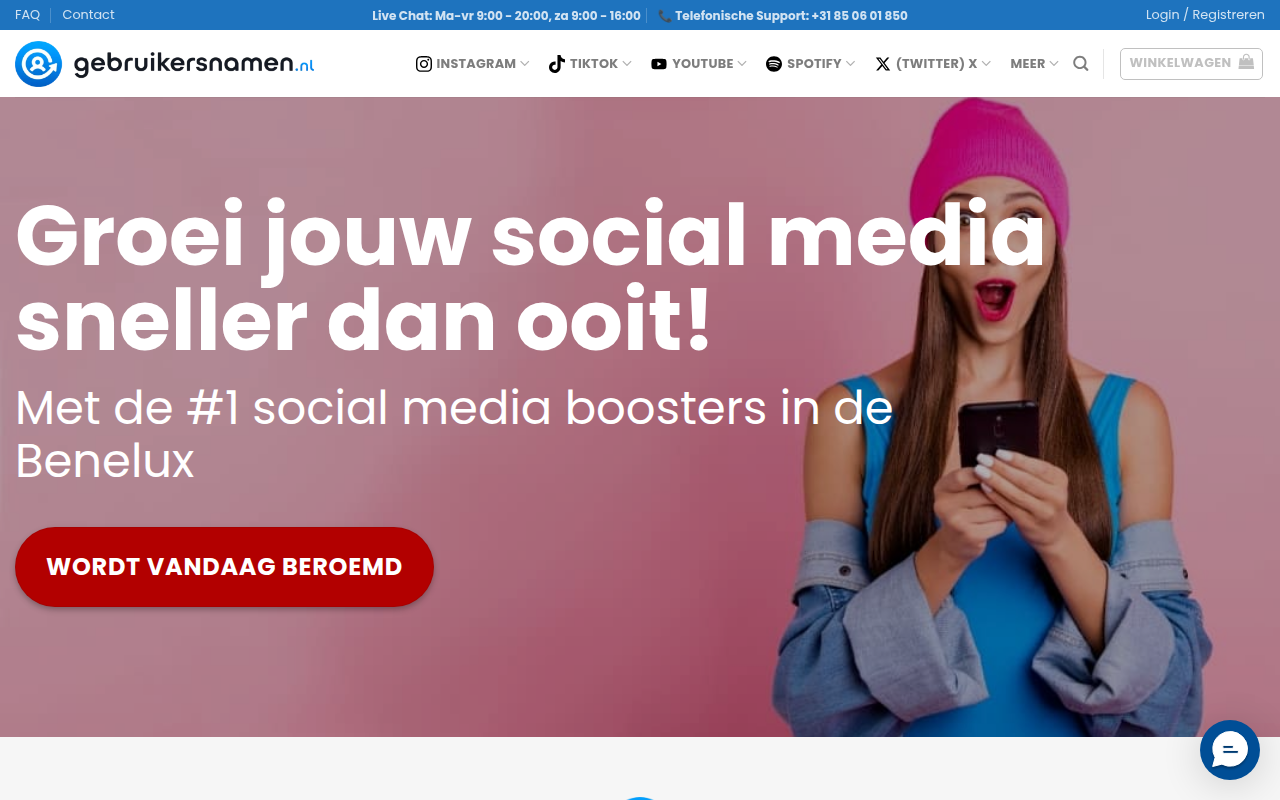 Screenshot van gebruikersnamen.nl
