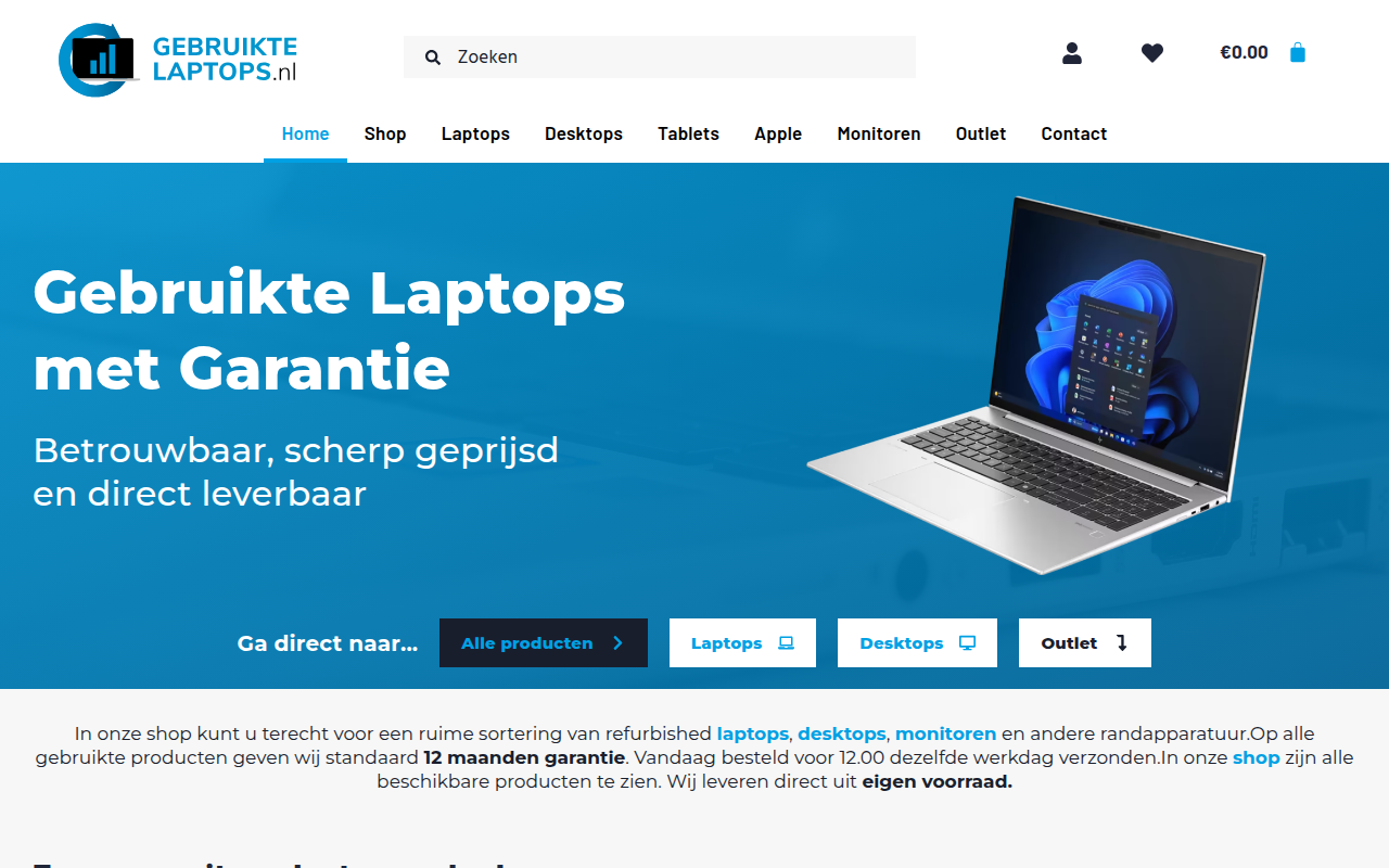 Screenshot van gebruiktelaptops.nl