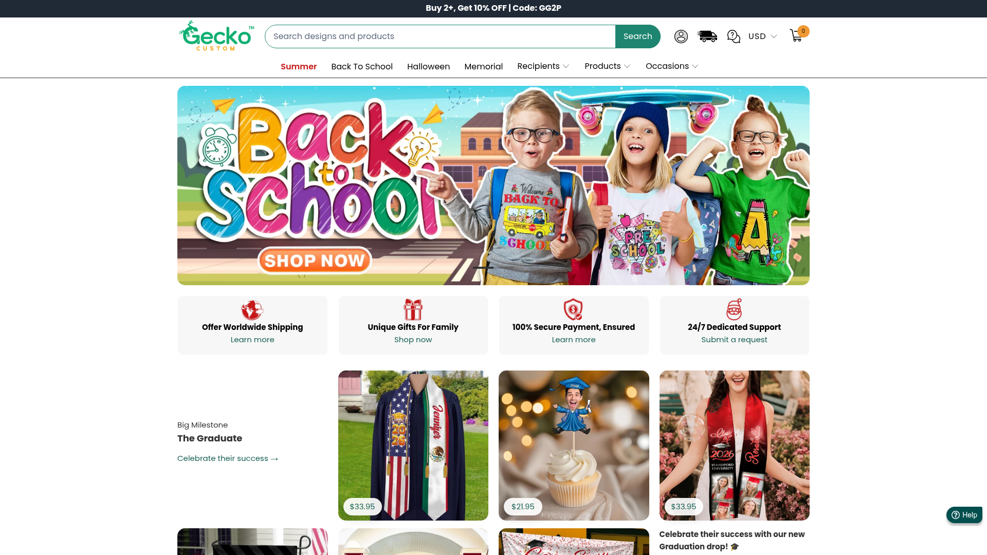 Screenshot van geckocustom.com