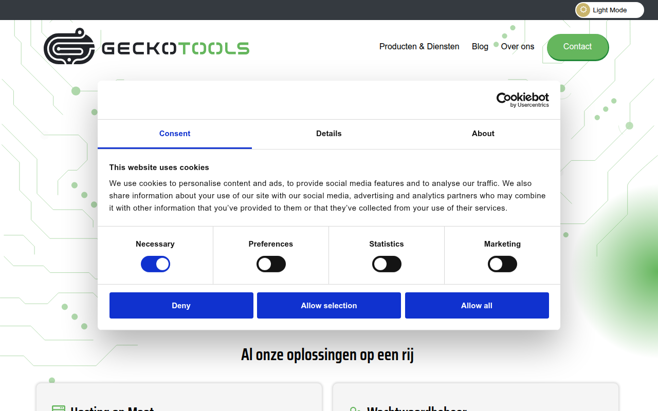 Screenshot van geckotools.nl