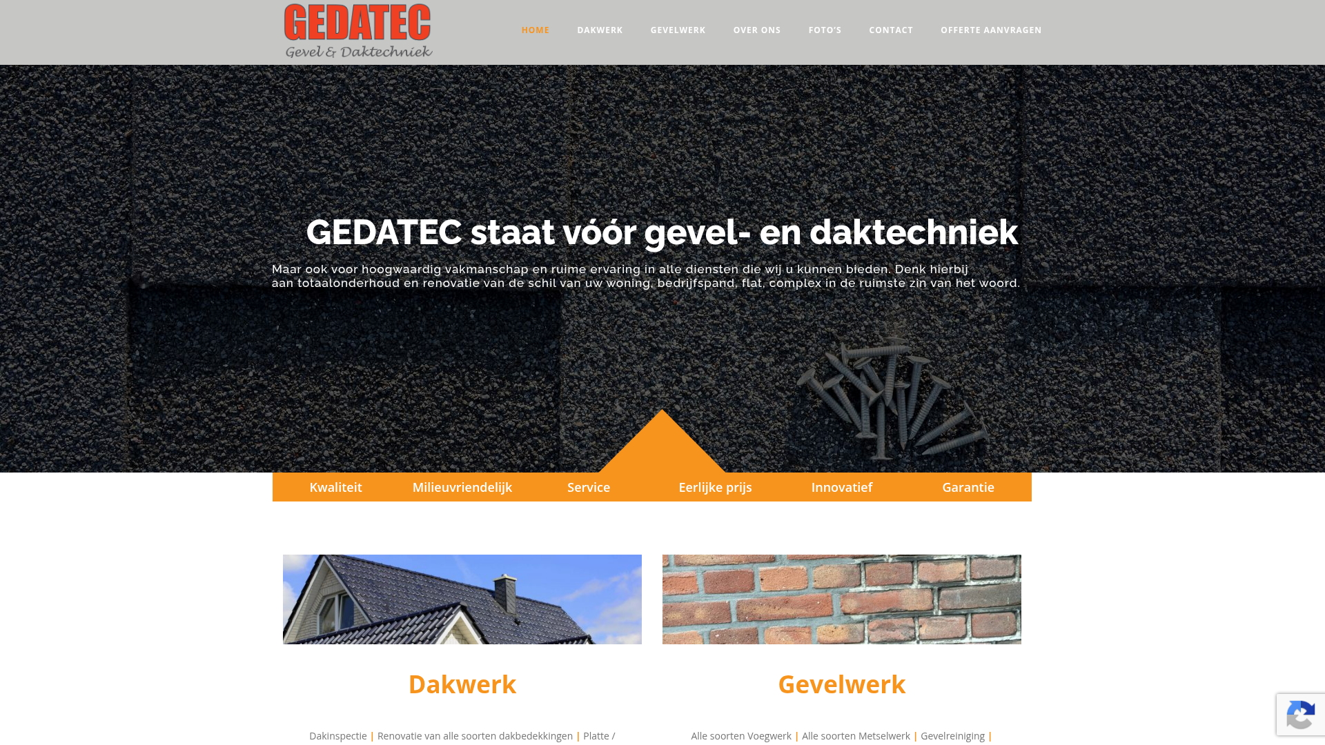 Screenshot van gedatec.nl
