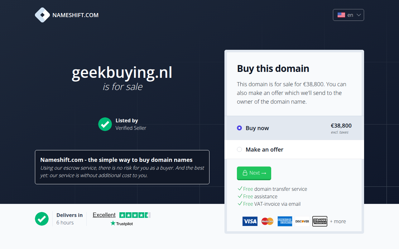 Screenshot van geekbuying.nl
