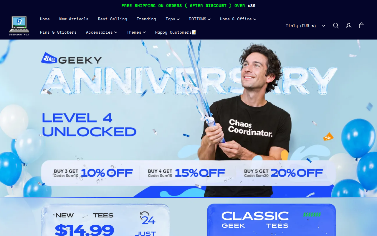 Screenshot van geeksoutfit.com
