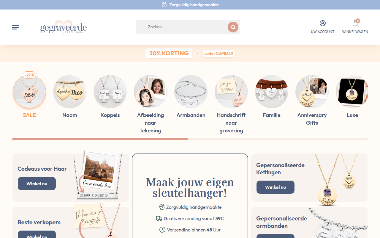 Screenshot van gegraveerdeketting.nl
