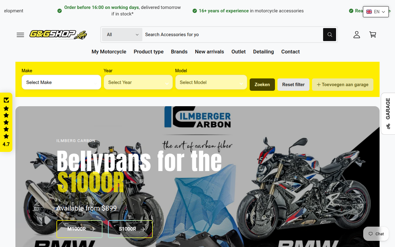Screenshot van gegshop.nl
