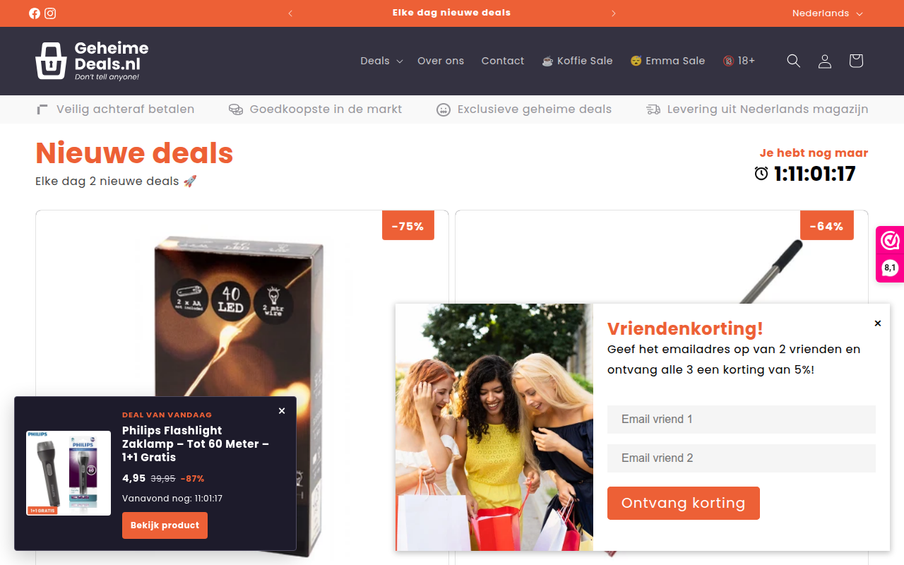 Screenshot van Geheimedeals