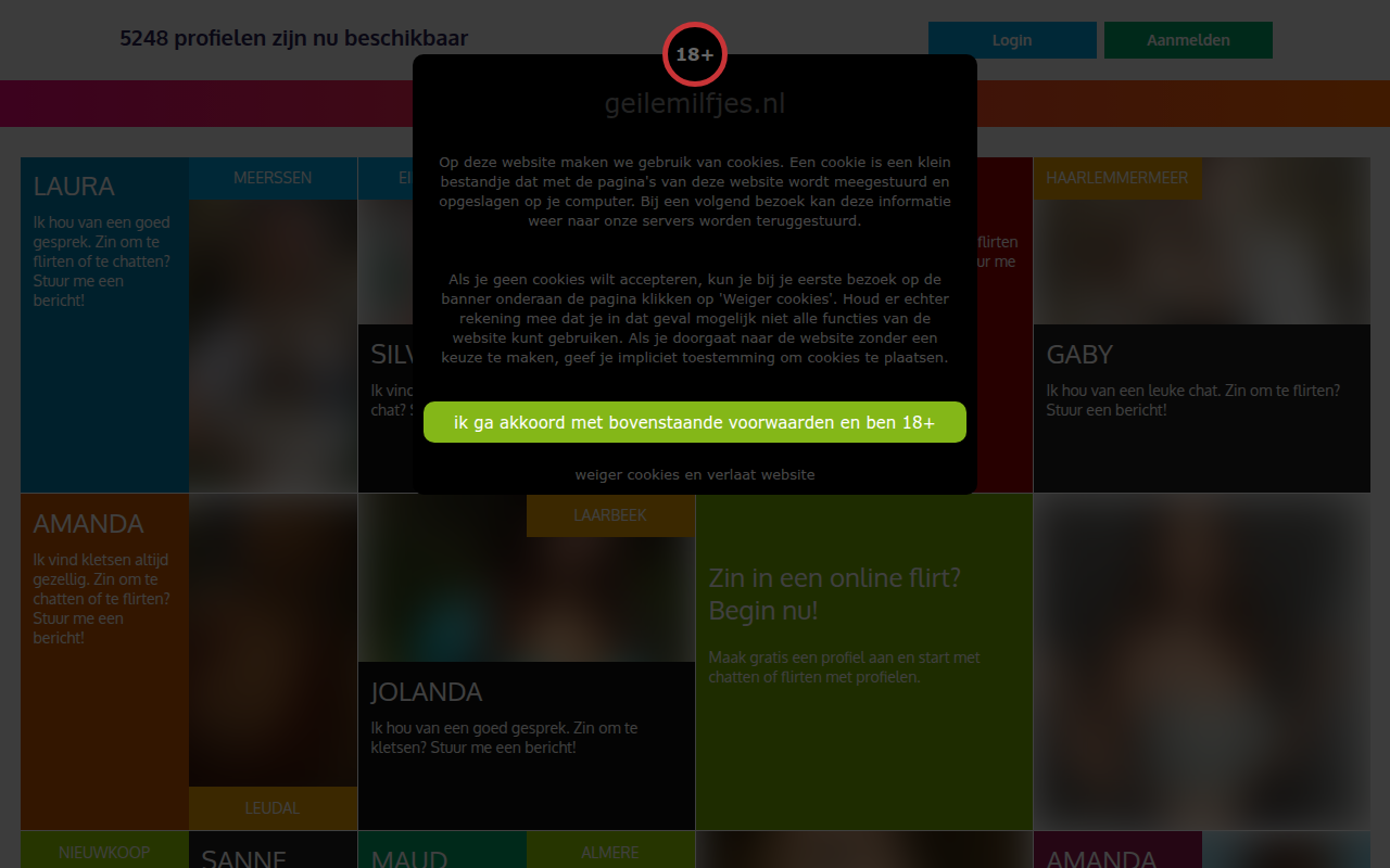 Screenshot van geilemilfjes.nl