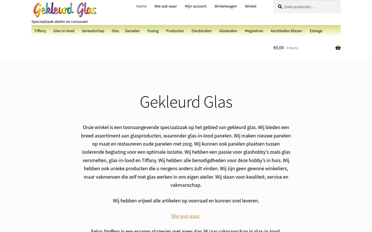 Screenshot van gekleurdglas.com