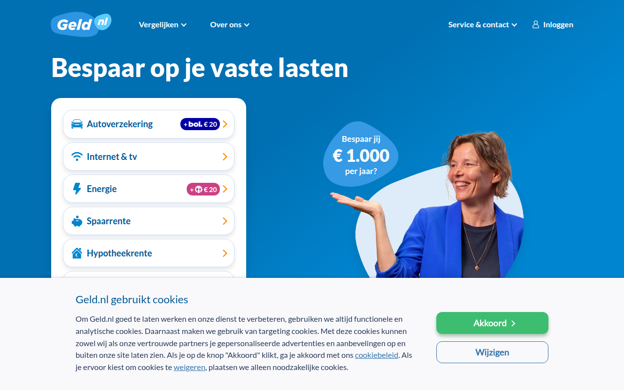 Screenshot van geld.nl