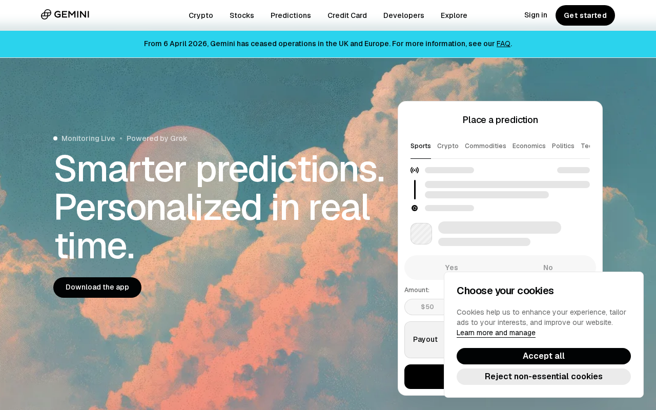 Screenshot van gemini.com