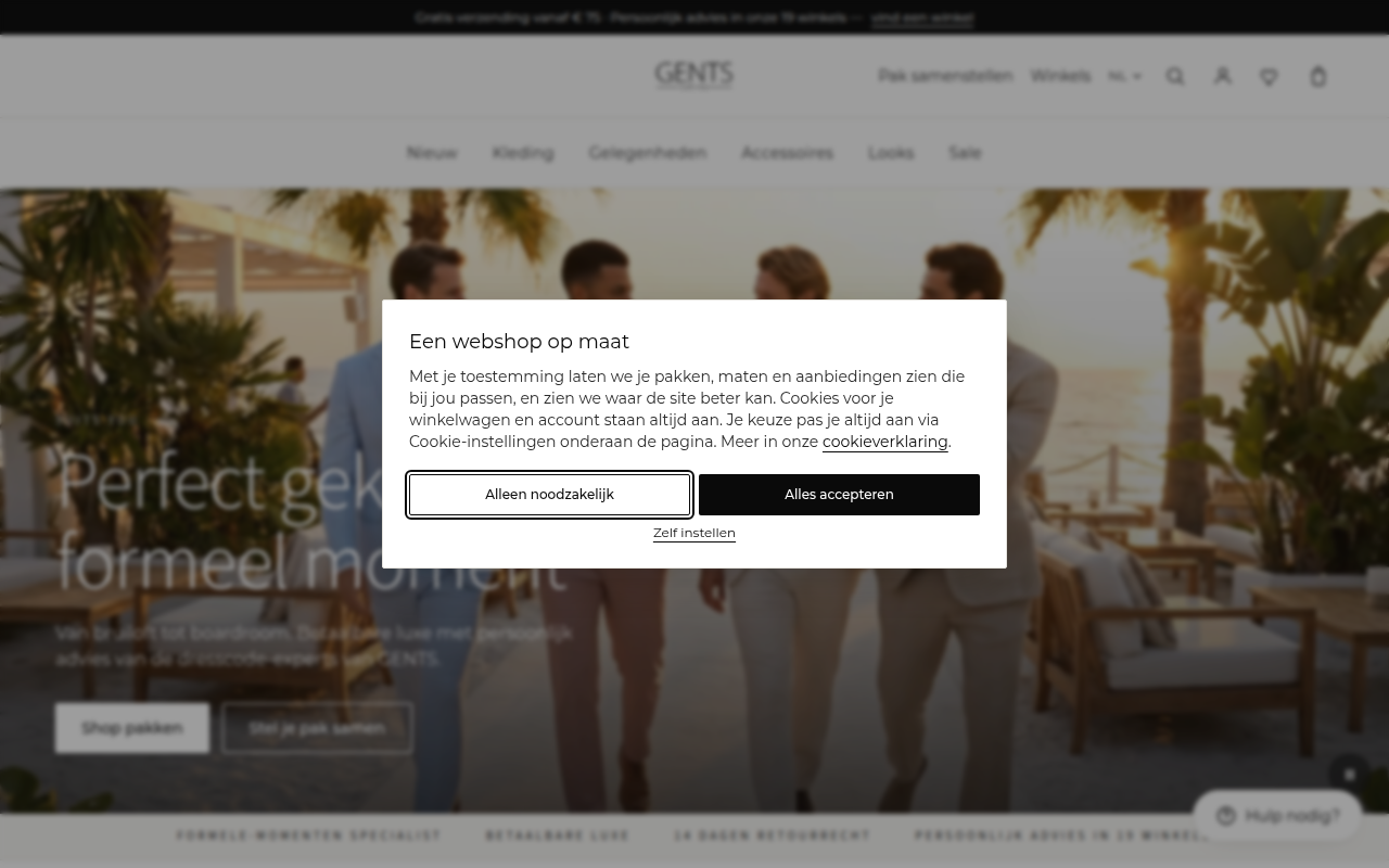 Screenshot van gents.nl