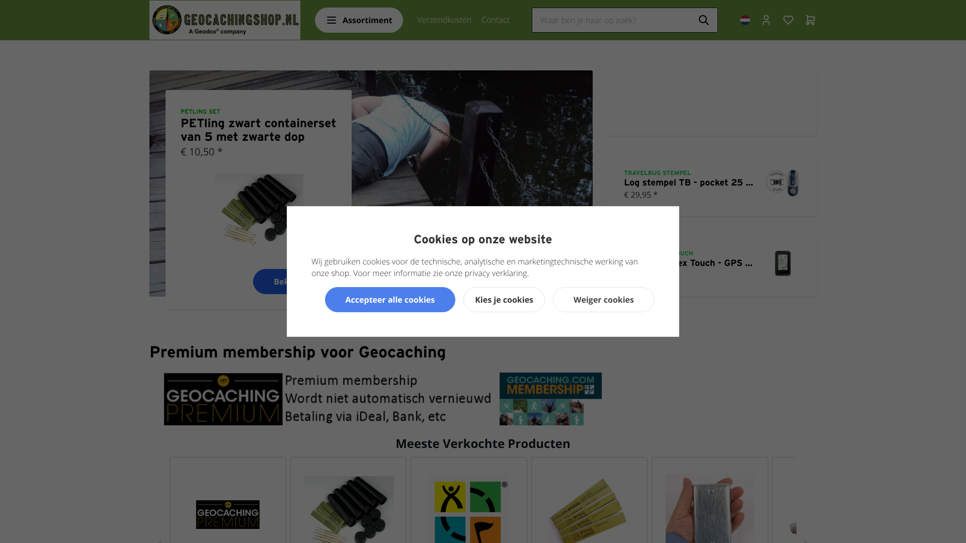 Screenshot van geocachingshop.nl