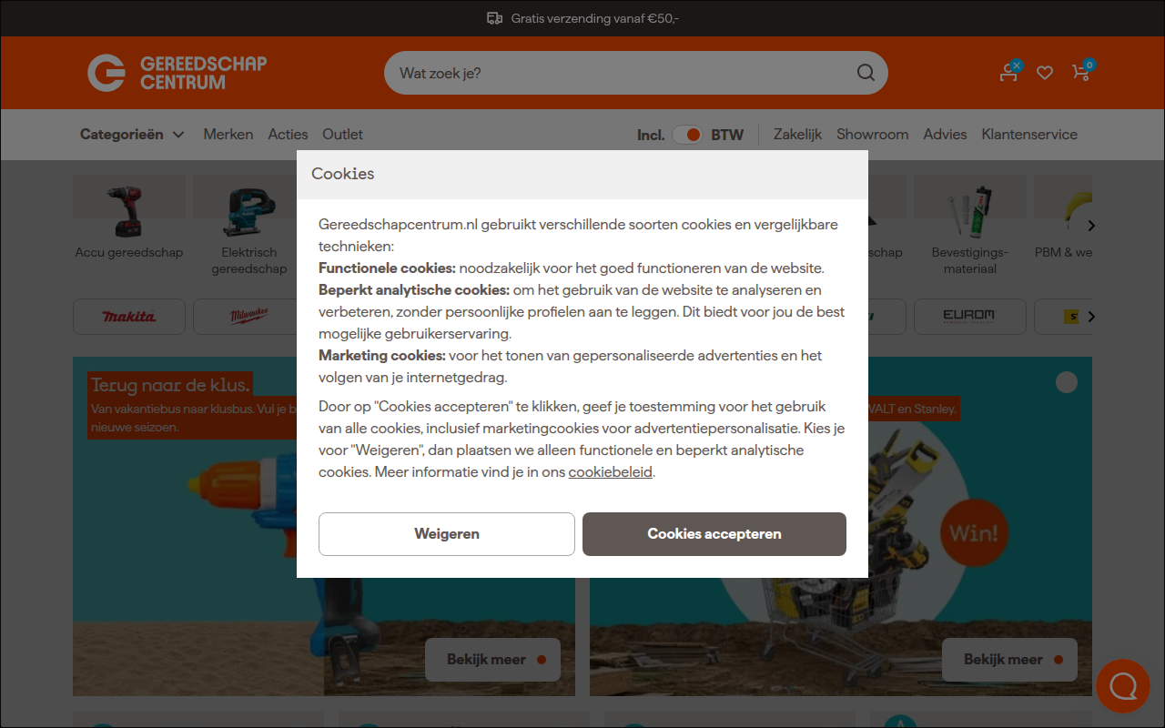 Screenshot van gereedschapcentrum.nl