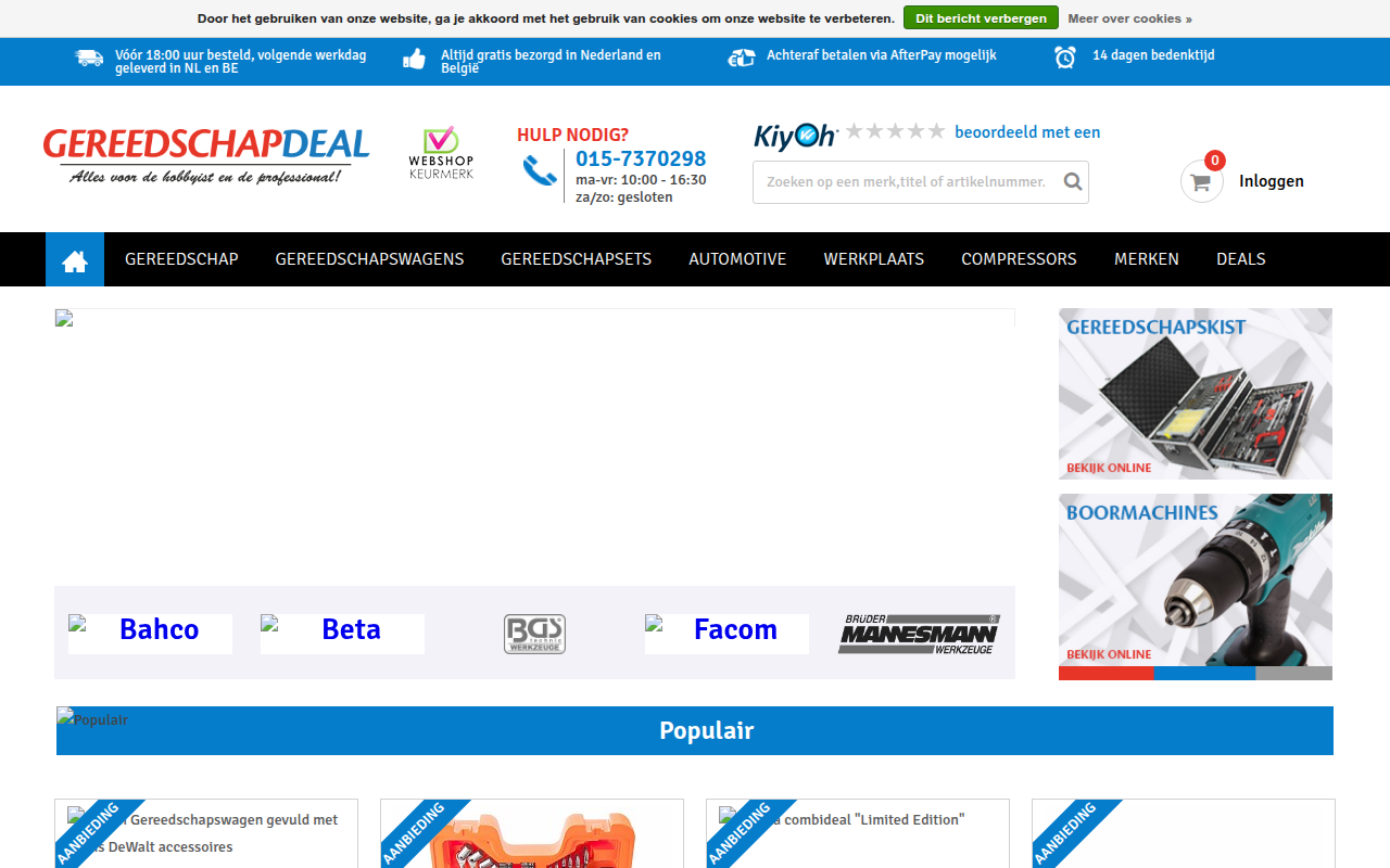 Screenshot van gereedschapdeal.com