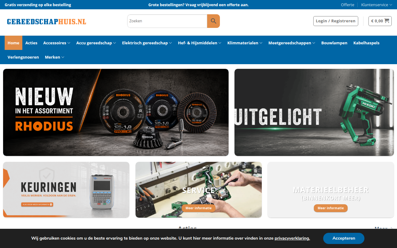 Screenshot van www.gereedschaphuis.nl