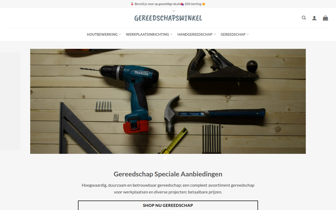Screenshot van gereedschapsolden.com