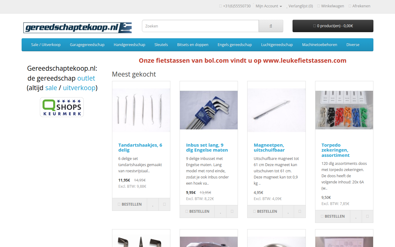 Screenshot van gereedschaptekoop.nl