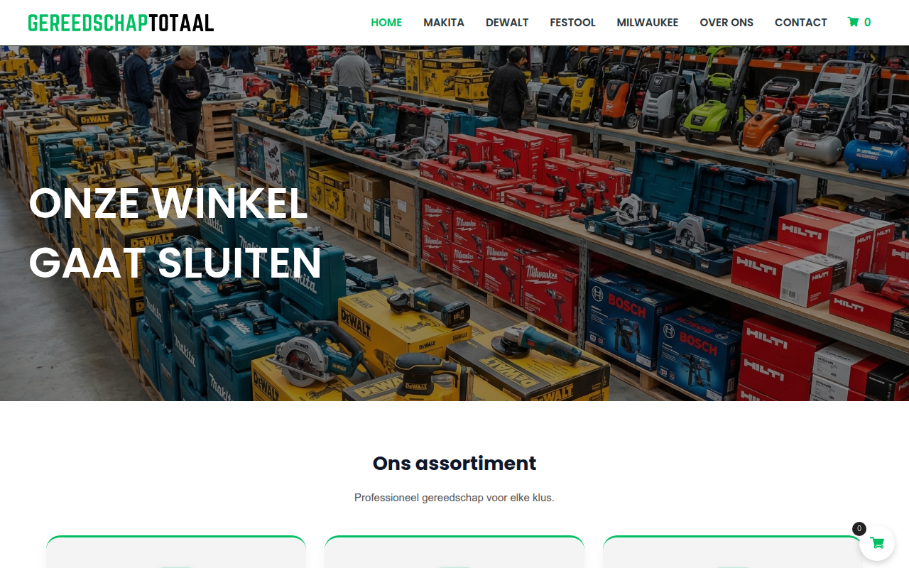 Screenshot van gereedschaptotaal.is